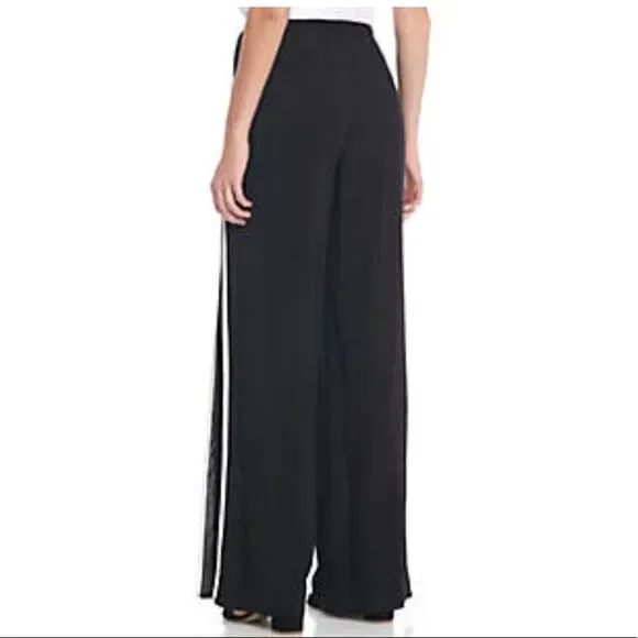 BLACK Slit Leg wide Slacks pants NWT High Waisted Trousers - Picture 2 of 5